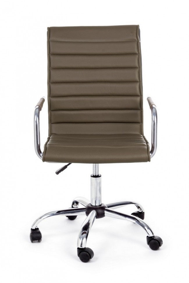 Sillón de oficina con reposabrazos en ecopiel marrón Perth
