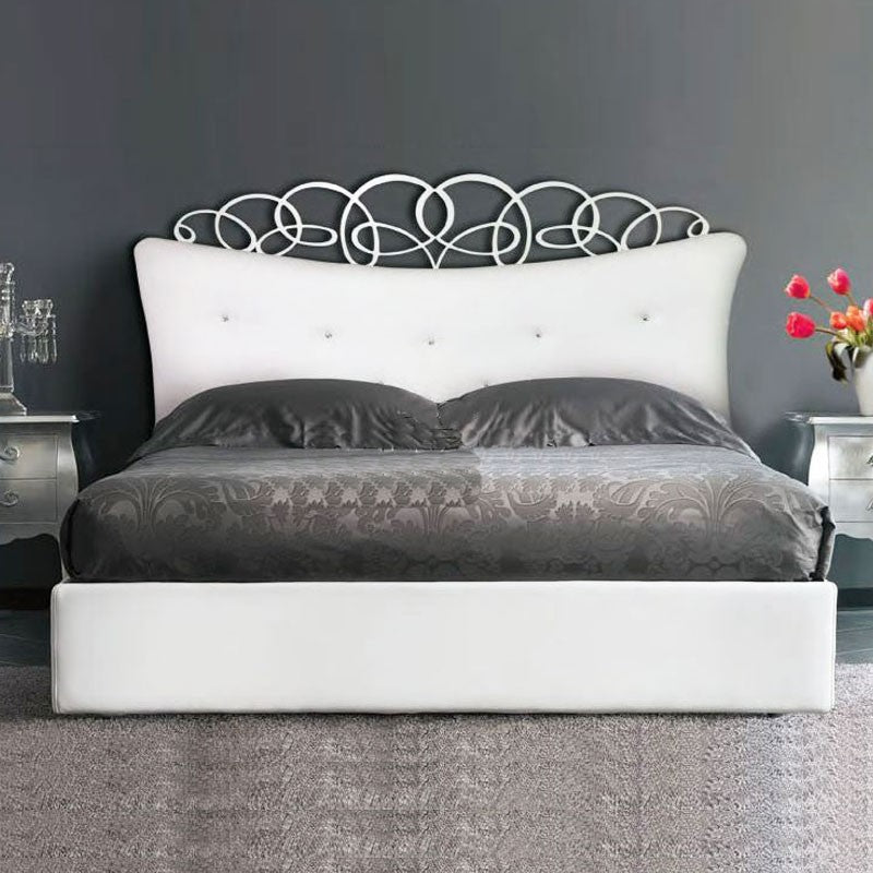 Cama doble contenedor con cabecero acolchado de ecopiel 180x200xh.155 cm