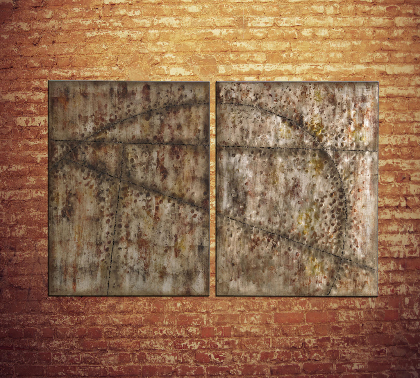 Óleo sobre lienzo multicolor y estructura de metal 75x100 cm