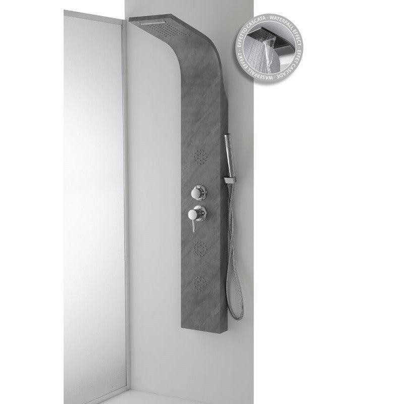 Columna de ducha de acero efecto cemento 22x6,5x h150 cm