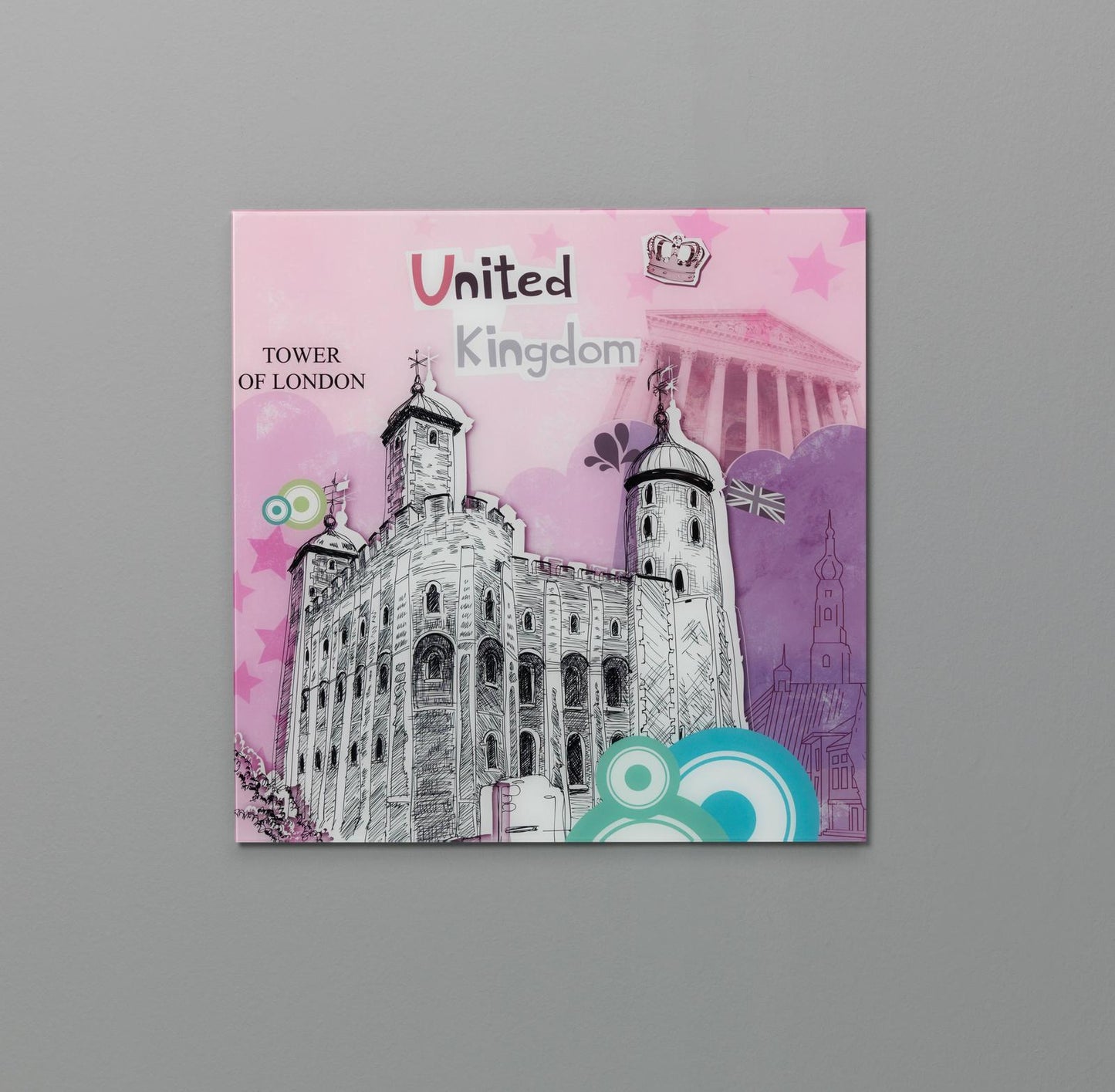 Impresión sobre vidrio 70x70 cm con lienzo multicolor