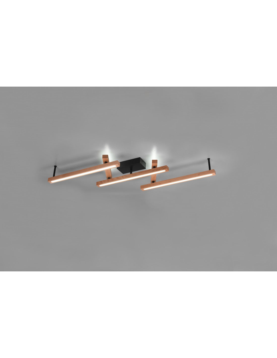 Lámpara de techo grande con varillas de madera ajustables, iluminación Vintage de doble Led Bellari Trio