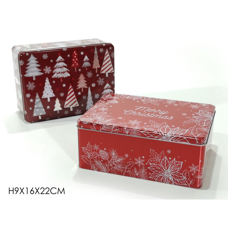 Caja de hojalata navideña surtida 16 x 22 x h 9 piezas 1