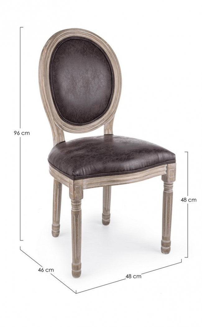 Silla MATHILDE de estilo clásico en madera revestida 96h cm