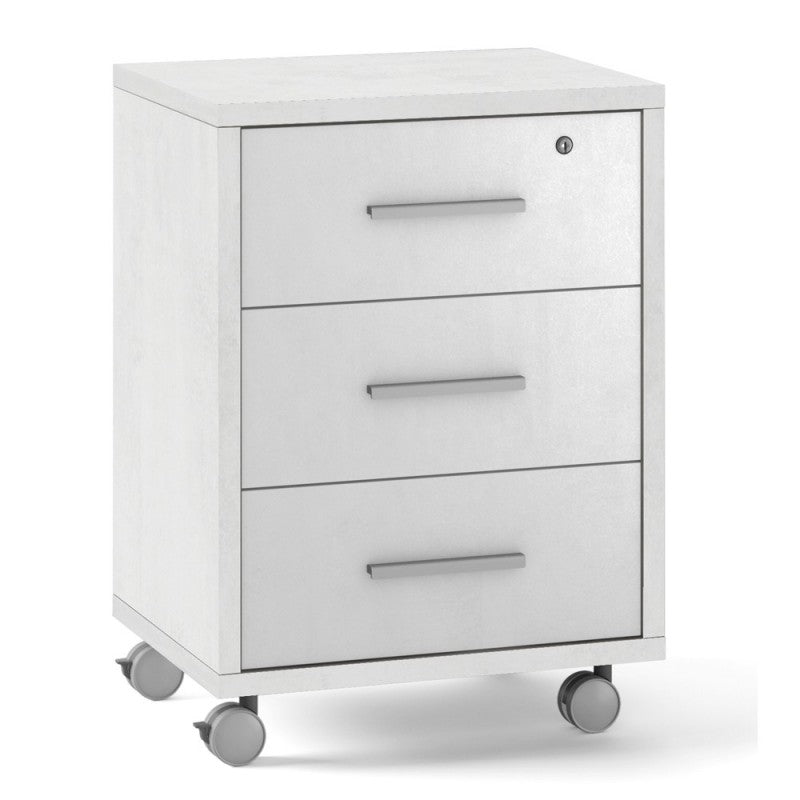 Cómoda de oficina tres cajones con ruedas Blanco Óxido 51x41x h71 cm