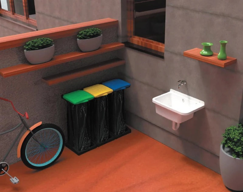 Lavandino pilozzo a muro con dispenser - esterno 60x40x29