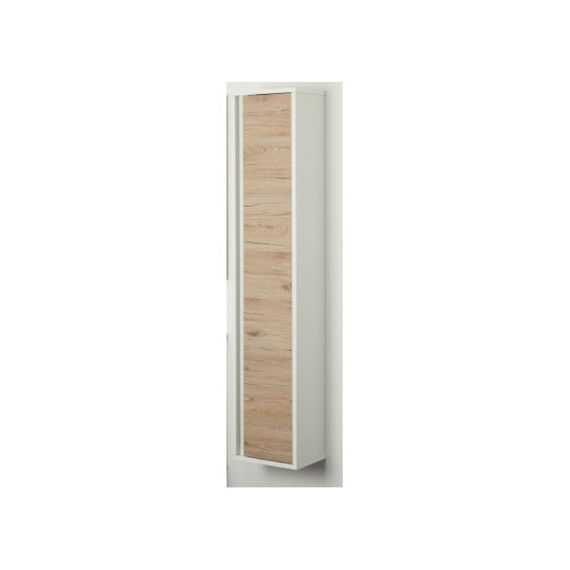 Mueble alto de baño con puerta Blanco-Roble 30x24x150 cm