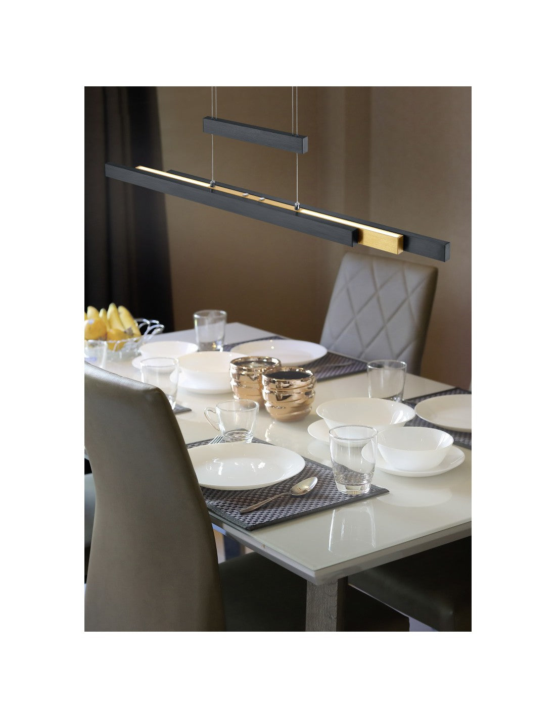 Lámpara de oficina moderna Trajan con atenuador táctil doble LED, iluminación en trío de latón y negro
