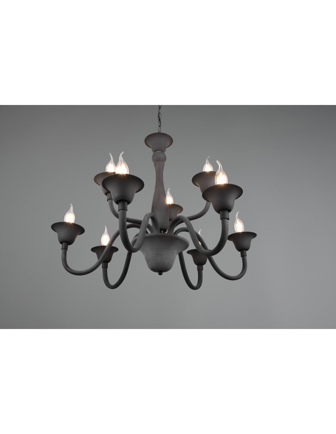 Araña De Salón 9 Luces Negra Con Cadena Elsa Trio Lighting