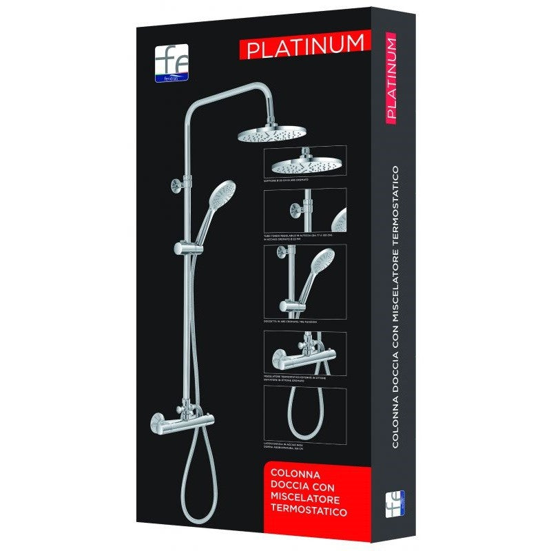 Conjunto Columna de Ducha Termostática Redonda de Acero Cromado