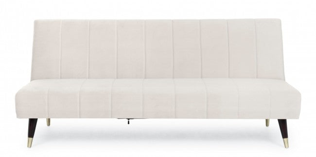 Alma Sofá cama 3 plazas Efecto terciopelo beige 180x88x82h cm