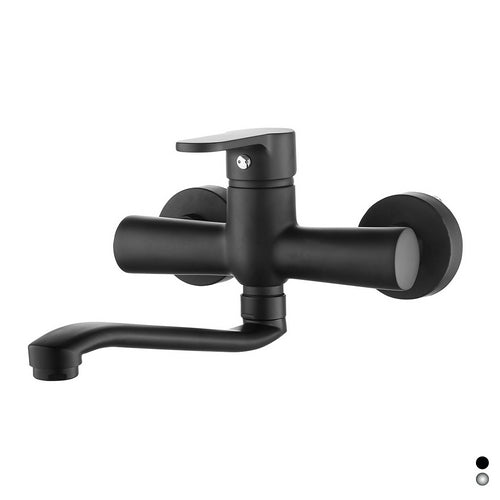 Mezclador monomando de lavabo de pared negro mate