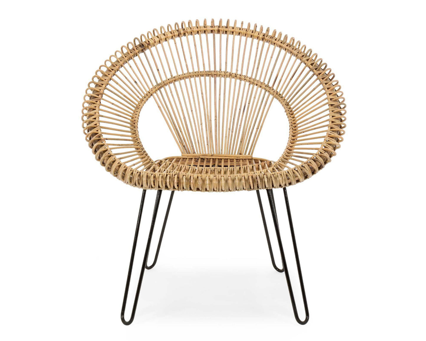 Poltrona Esteban Naturale in Rattan e Acciaio - Design Elegante per Interni ed Esterni