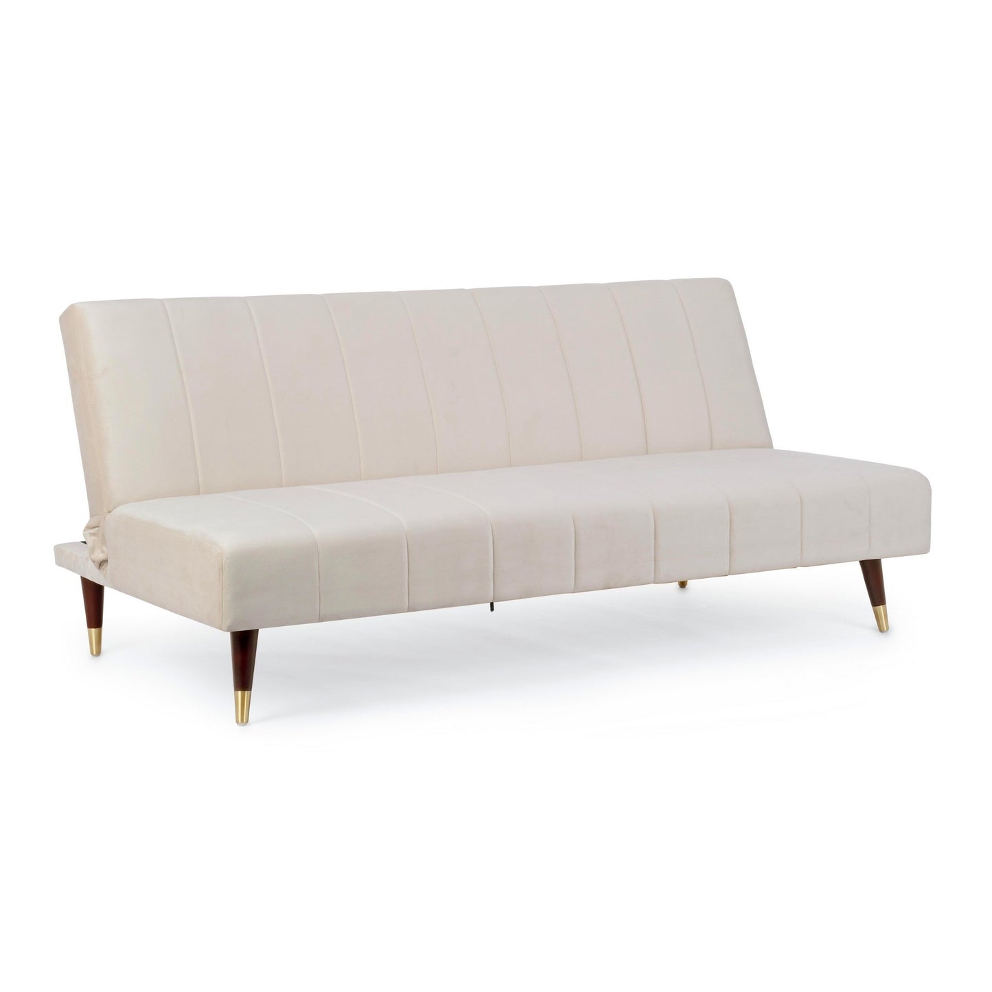Alma Sofá cama 3 plazas Efecto terciopelo beige 180x88x82h cm