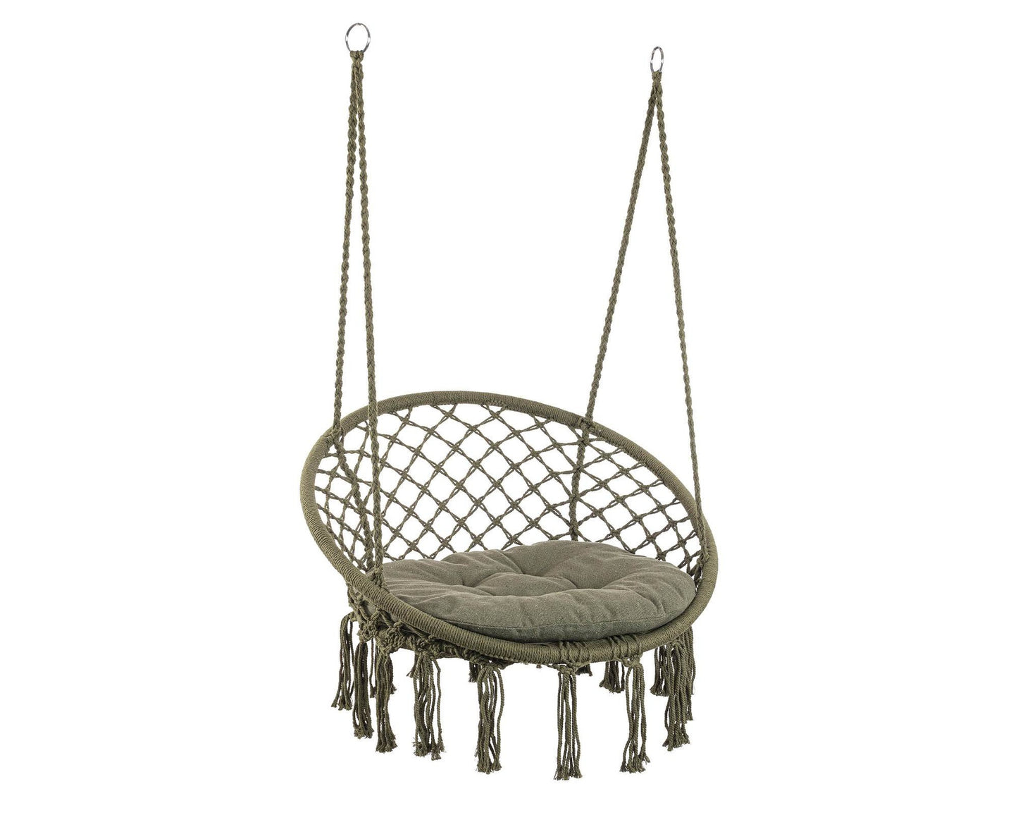 Amaca Pensile Javier Tondo Verde D88x130h in Cotone, Poliestere e Acciaio