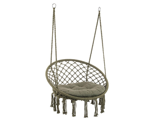 Amaca Pensile Javier Tondo Verde D88x130h in Cotone, Poliestere e Acciaio