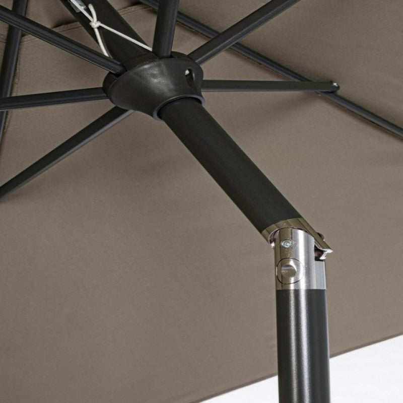 Ombrellone Kalife 2.7m Tortora - Struttura Verniciata a Polvere, Palo in Alluminio, Telo in Poliestere 160gr/m2