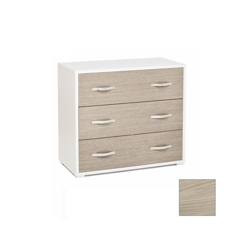 Cómoda con frente blanco Olmo 3 cajones 91x45xH 81