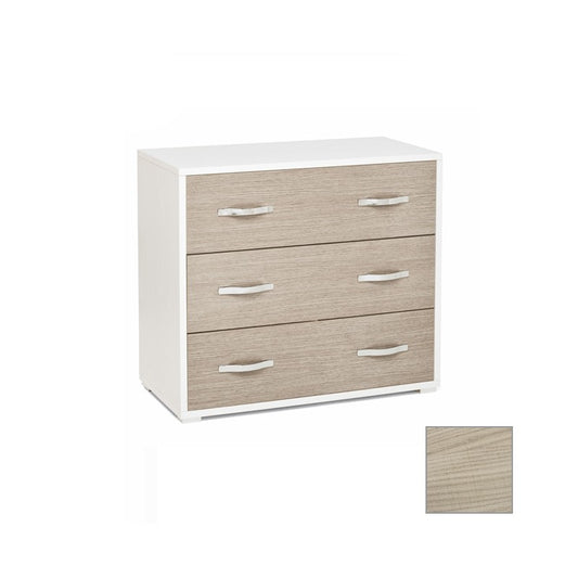 Cómoda con frente blanco Olmo 3 cajones 91x45xH 81