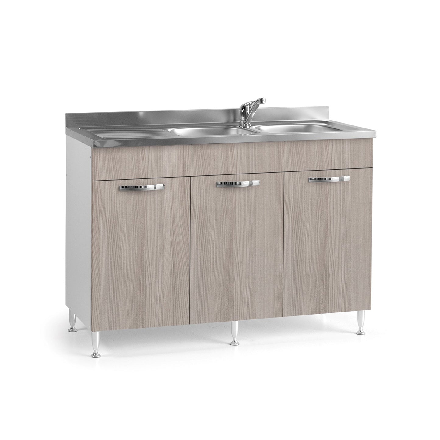 Bajo fregadero de cocina reversible de olmo 3 puertas 120x50xH 85 cm