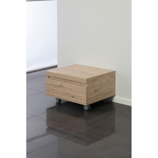 Cómoda de baño con ruedas con un cajón Roble 58x48x29,5 cm