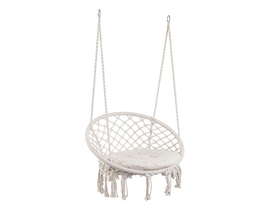Amaca Pensile Javier Tondo Bianco D88x130h in Cotone, Poliestere e Acciaio