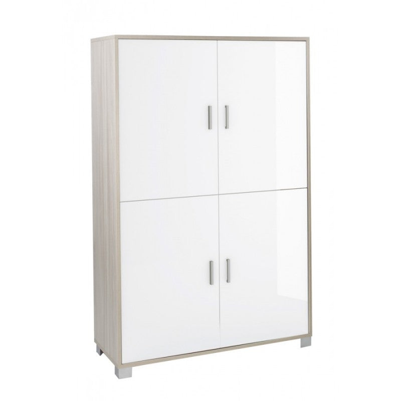 Mueble de cuatro puertas con baldas para oficina en Olmo Blanco Pulido 107x41x h162 cm