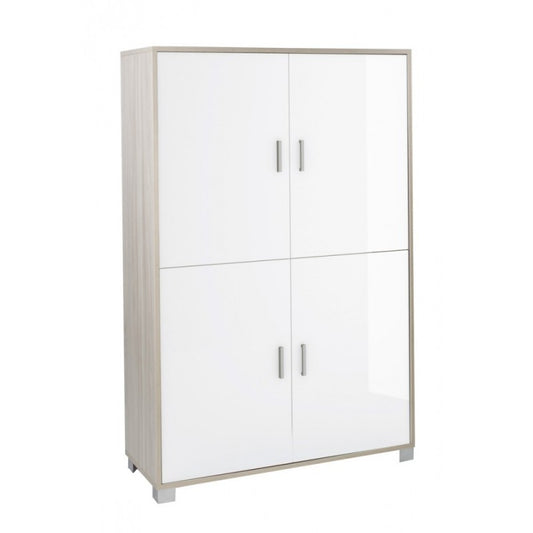 Mueble de cuatro puertas con baldas para oficina en Olmo Blanco Pulido 107x41x h162 cm