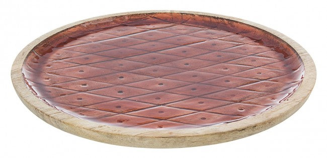 2x Plato decorativo de mango rojo