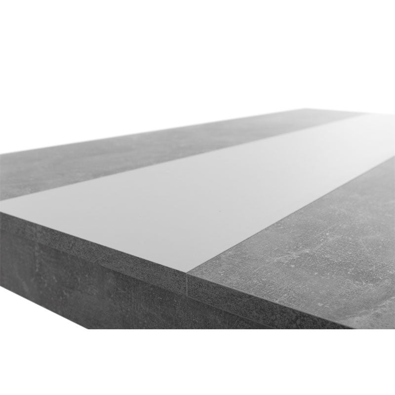 Mesa de comedor color cemento con inserto reversible blanco o negro 138x80xh.74 cm