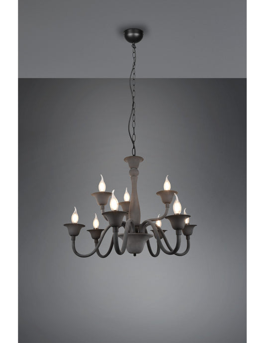 Araña De Salón 9 Luces Negra Con Cadena Elsa Trio Lighting