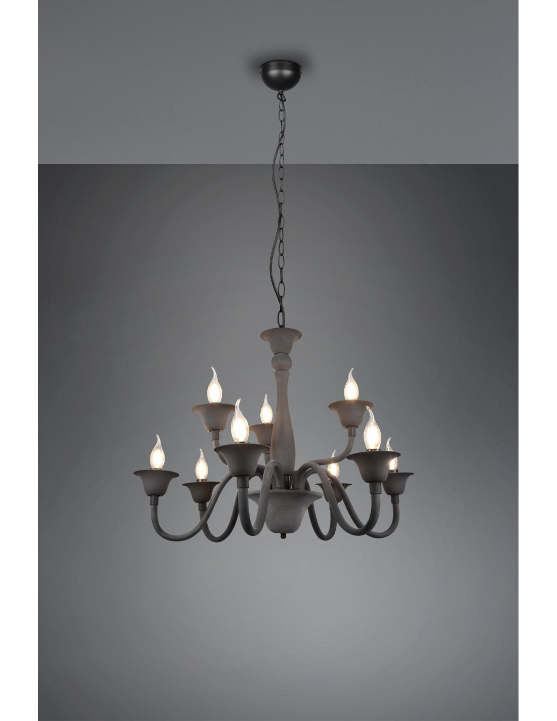 Araña De Salón 9 Luces Negra Con Cadena Elsa Trio Lighting