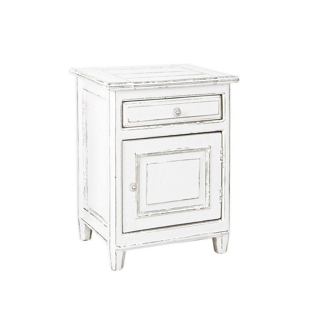 Mesita de noche Colette madera blanca 1 puerta 1 cajón 50 x 40 x 65 cm