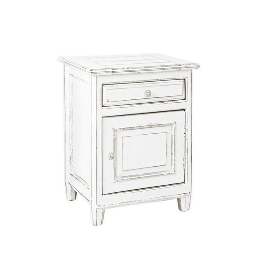 Mesita de noche Colette madera blanca 1 puerta 1 cajón 50 x 40 x 65 cm
