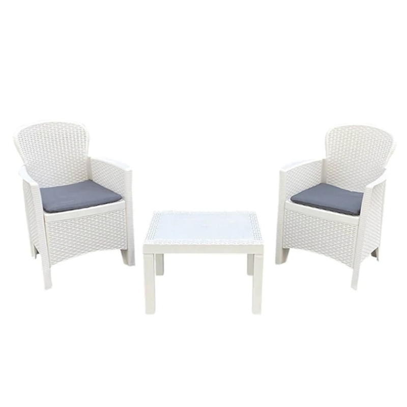 Conjunto de Resina para Jardín Balcón Modelo Akita Blanco Keter