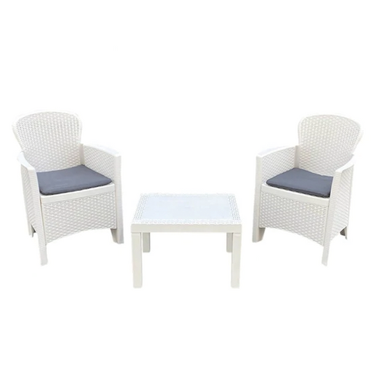 Conjunto de Resina para Jardín Balcón Modelo Akita Blanco Keter