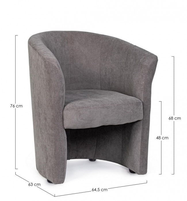 Sillón de madera y tela Gris Oscuro BELICE 64,5x63x h76 cm