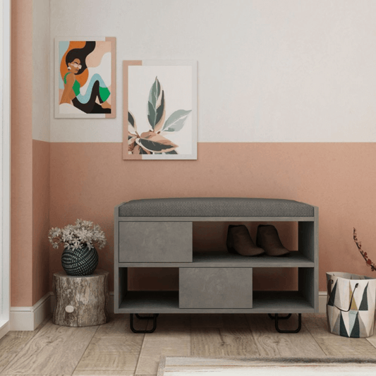 Zapatero Troy retro gris con cojín