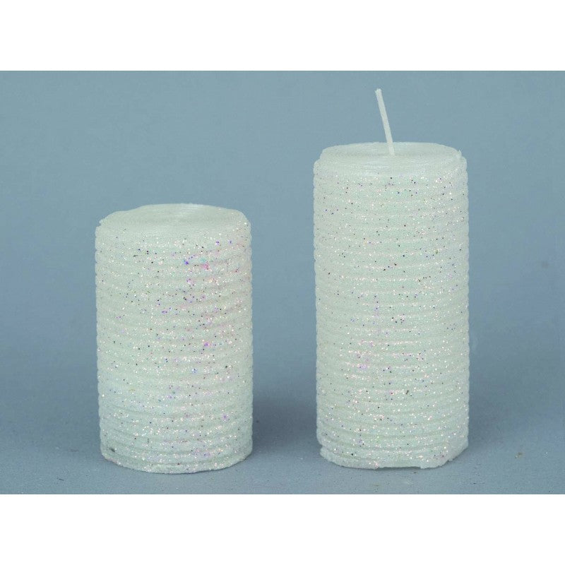 Vela cilíndrica con purpurina CM.5X9,5 h pz 1