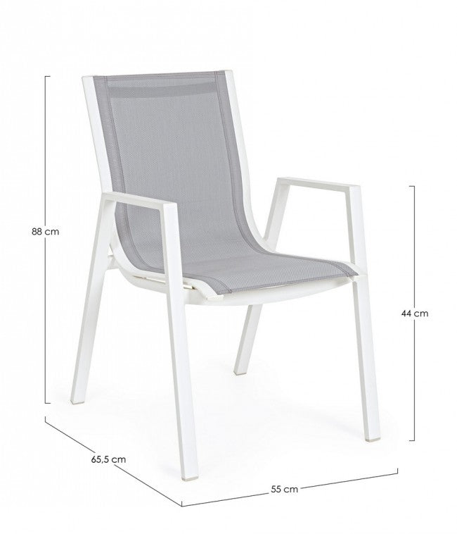 Silla Pelagius blanca con reposabrazos