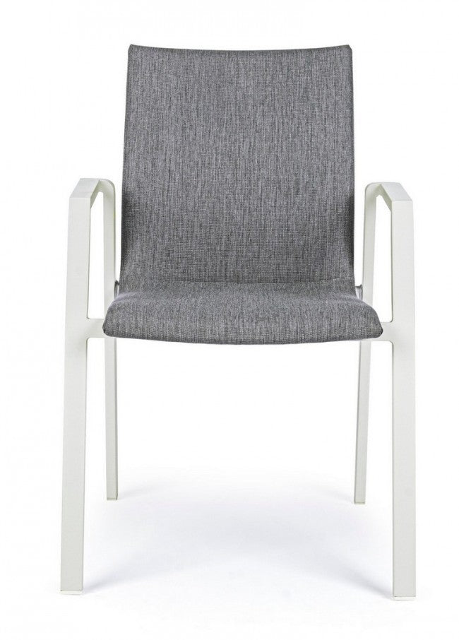 Silla de jardín apilable de exterior gris blanco