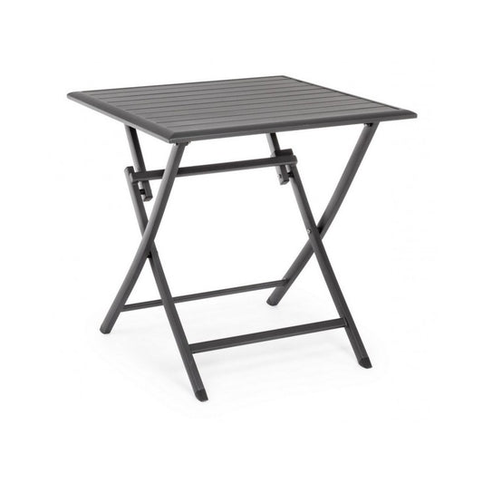 ELIN Mesa exterior plegable de aluminio antracita 70x70x h71 cm