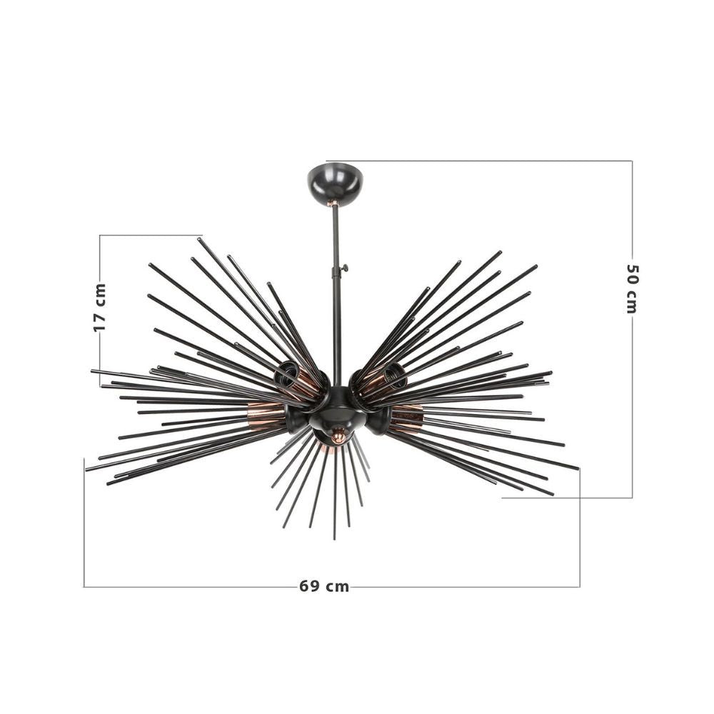 Salem MDL3806 Lámpara de techo 5 luces metal negro