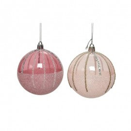 Bola de Navidad de cristal transparente brillante rosa surtido 8 cm 1 pieza