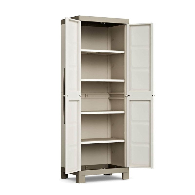 Armario multiusos con dos puertas y cuatro estantes Beige EXCELLENCE 89x54x h182 cm
