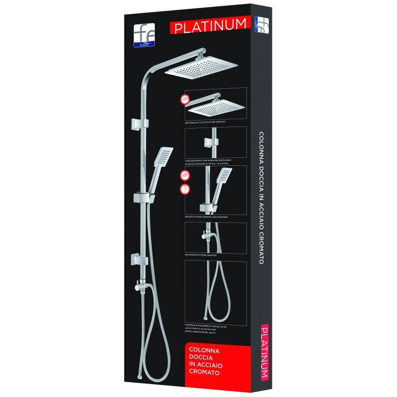 Conjunto de columna de ducha cuadrada de acero cromado