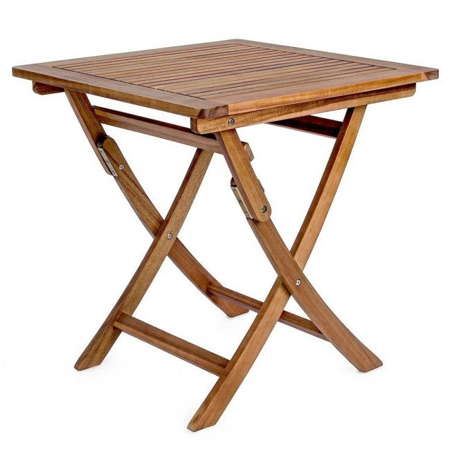Mesa plegable de exterior Noemi en madera de acacia 70x70x h73 cm