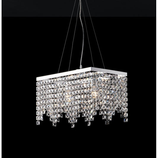 Araña elegante y de hierro cromado con dos luces cuadradas de strass 48x30x h28 cm