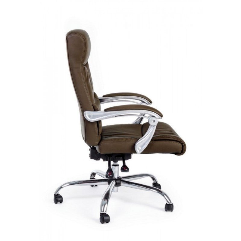 Sillón de oficina con brazos Lisboa reclinable símil piel marrón