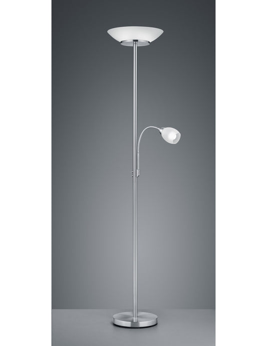 Lámpara de pie con punto de lectura Gerry Nichel Vidrio Blanco Ø34 cm Trio Lighting